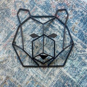 Geometric Bear Head Metal Wall Decor